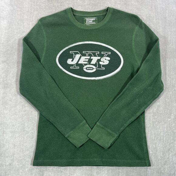 New York Jets Old‎ Navy Large Green Waffle NFL Long Sleeve Shirt - Picture 1 of 8
